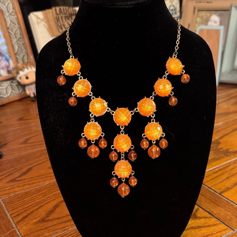 QVC Vibrant Bauble Orange Beaded Necklace